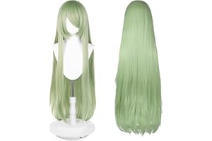 UTIEHD Perruque Longue 100 cm, Cosplay Anime Universel, Parfaite pour Fêtes, Usage Quotidien, Festivals, Halloween (Vert clair)