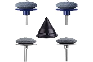 IRmm Lawn Mower Blade Sharpener, Lawnmower Blade Sharpener for Drill with Blade Balancer, Mower Blade Sharpener for Any Power Hand Drill, 4 Pack