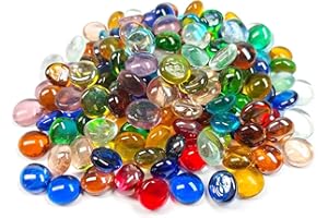 MESCHETT 2LB Mini Cuentas de Vidrio, Piedras Mancala en Colores Mezclados, Cuentas de mármol de Fondo Plano para el hogar, Artes Decorativas, artesanía y Relleno de jarrones (0.5"~0.7") Aprox.340PCS
