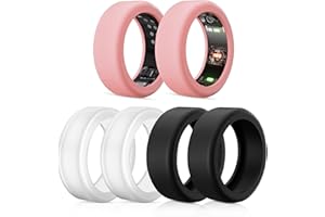 POLYJOY Lot de 6 protecteurs de bagues compatibles avec Oura Ring Gen 4/Oura Gen 3/Ultrahuman - Accessoires d'entraînement en silicone pour homme et femme - 2 noirs + 2 transparents + 2 roses - M pour 11, 12