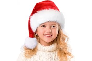 AMBANDIER Santa Christmas Hat for Adult kids Baby, Unisex Boys Girls Infant Soft Plush Classic Fur Xmas Holiday Hat, Thicken Comfortable Velvet Santa Claus for Christmas New Year Festive Theme Party Supplies