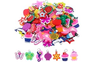 Nogeqi 100 Ciondoli in Silicone per Bracciali Fai da te, Materiali in Gomma per Creazioni Artigianali, Stili Multipli - 2 x 2.2cm