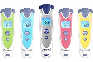 ‎VEROVAL Veroval baby Infrarot-Thermometer Silber, Berührungslose und Geräuschlose Messung, Körpertemperatur, Objekttemperatur, Umgebungstemperatur, schnelle Messung, einfache Handhabung
