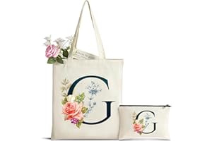 HAMATATA Personalizzata Iniziali Borsa Tela Donna con Cosmetica, Regali per Amica Mamma, Sposa Damigella, Compleanno, Anniversari, Nozze, Natale G