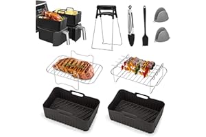 SHULLTJI Ninja Heißluftfritteuse Zubehör, Airfryer Zubehör für Ninja Foodi AF400EU AF300EU Double Stack XL SL400EU 9.5L, Silikonform Ninja Dual Zone Heißluftfritteuse Zubehör 7,6L-9,5L, Air Fryer Accessories