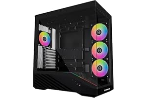 LIAN LI Vector V100 PC-Gehäuse Schwarz – ATX Midi-Tower mit Tempered Glass, RGB-Beleuchtung, 4X 120-mm-Lüfter, Platz für 360mm Radiator, GPU bis 415mm, Back Connect kompatibel