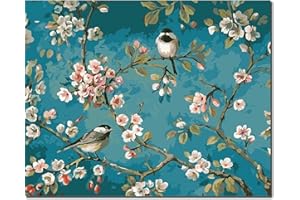 Malen nach Zahlen Erwachsene - DIY Malen Nach Zahlen-Vorgedruckt Leinwand-Ölgemälde Geschenk für Erwachsene Kinder Kits Home Haus Dekor - Blumen und Vögel 40*50 cm