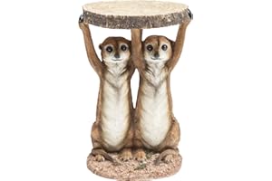 Kare Design Beistelltisch Meerkat Braun, 33cm Durchmesser, Couchtisch, Erdmännchen Motiv, Wohnzimmer, Sofatisch, Nachttisch, 52x35x33 cm (H/B/T)