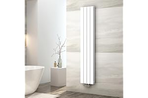 EMKE Heizkörper Flachheizkörper, 1600x300mm Paneelheizkörper Schmal Vertikal Design-Heizkörper Weiß Doppellagig Mittelanschluss