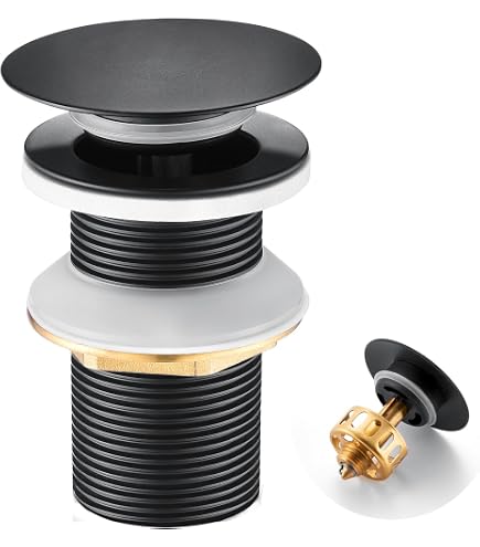 Universal-Abflussstopfen Für Waschbecken & Badewanne – Pop-Up Stöpsel, Rostfreier Stahl & Kupfer, Für 34-38 Mm Ablaufloch, Mit Doppeldichtung, Schwarz