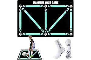 Audasi Football Training Mat, 90 x 60cm Soccer Mastery Skills Non-Slip Soccer Mat with Socks Football Training Equipment for Dribbling Ball Control Birthday Gift for Boys Girls Kids