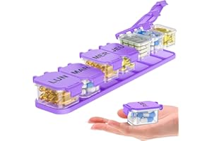 YAKLIM Pilulier Semainier 7 Jours, Pilulier Hebdomadaire 7 Compartiments pour Vitamines, Suppléments et Médicaments, Piluliers Medicaments, Grande Capacité Détachable et Facile à Ouvrir