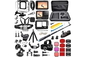 Set di accessori per GoPro Hero 12/11/10/9 Black Kit, BMUUPY, impermeabile, custodia impermeabile, snorkeling, accessori per bicicletta, asta selfie per GoPro Hero12 Gopro12