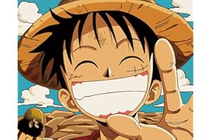 ZPPLD One Piece Dipingere seguendo i Numeri,Dipingere con i Numeri per Adulti,Kit per Pittura acrilica Fai da Te per Adulti o Principianti con Pennello,40 x 50 cm(1 Ruffy)