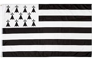 PHENO FLAGS Drapeau de la Bretagne - Drapeau breton 90x150 cm avec des œillets en laiton - Drapeau résistant aux intempéries pour fixation sur mât - 100 % polyester