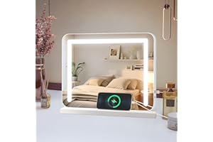 baklon Hollywood lusterko do makijażu z podświetleniem LED 3 tryby ściemniania, 35 x 25 cm, lustro stołowe z powiększeniem USB 10X, do sypialni, toaletki