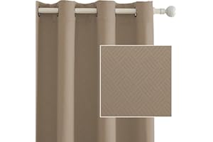 Ystyle Tende Oscuranti per Interni 2 Pezzi, 140x280 CM, Termiche Isolanti, Anti-Rumore, con Anelli, Tenda Moderna Per Camera da Letto e Soggiorno, Caffè Chiaro