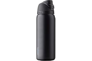 Owala FreeSip Insulated Stainless Steel Water Bottle with Push Button and Built-in Straw, 940 ml, Very, Very Dark