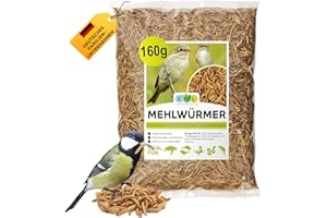 EWL NATURPRODUKTE Mehlwürmer getrocknet 1 ltr. 160g Insektensnack für Vögel, Fische, Schildkröten, Igel, Nager und Reptilien, Vogelfutter Wildvögel Ganzjährig Eichhörnchen Futter, Igelfutter