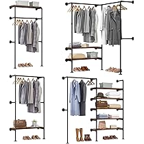 Appendiabiti Angolare Vintage WOLTU - Armadio A Muro Con Ripiani In Legno, Nero/Marrone, Ideale Per Camera Da Letto E Corridoio - Foto 8