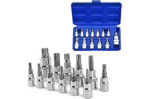 Nutmanel 13 pezzi Set Inserti Torx Set di Chiavi a Bussola Torx T8-T70 Set chiavi in acciaio al cromo vanadio S2 Chiavi a Bussola Torx Acciaio Bit Socket Tool