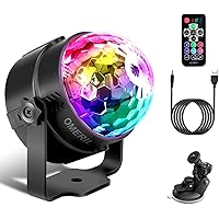 Discokugel LED Party Lampe Musikgesteuert OMERIL Disco Lichteffekte Discolicht mit 4M USB Kabel,7 Farbe RGB 360…
