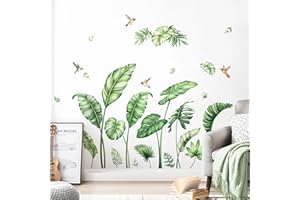 DECVICTOR Pegatinas de Pared Grande Palma Hojas, Vinilos Decorativos Pared Boho Verde Plantas Tropicales, Adesivos Paredes Decoración para Salon Pasillo Oficina Sofá Fondo Muro