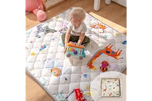 Sinhaklóho Alfombra Bebe Acolchada Plegable Extra Gruesa 3 cm, Antideslizante y Suave, 127×127 cm, Lavable a Máquina, Sin Olores, Ideal para Parque Infantil Bebe y Suelos, Safari Salvaje