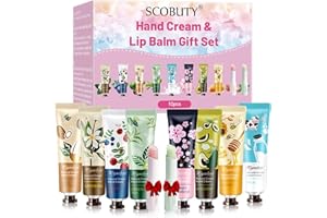 SCOBUTY Crema de Manos,Set de Crema de Manos,Set de Regalo de Crema de Manos,Crema Hidratante para el Cuidado de las Manos con Esencia de Flores, Tamaño de Viaje, Regalo para Navidad