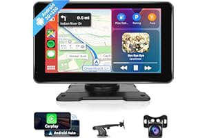 RIMOODY Przenośne radio samochodowe 2G + 32 G Android 13.0 z bezprzewodowym Apple Carplay, Android, GPS, WiFi, nawigacja 7", do samochodu 2023, z nadajnikiem Bluetooth/FM / Mirror Link/AUX/TF/USB kamera