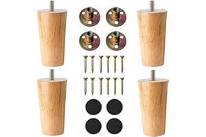 YouYuer drewniane nóżki mebli, 4 szt., zapasowe nogi sofy, nogi łóżka, stolik kawowy, prosty, nóżki, meble kuchenne, wykończenie z akcesoriami, drewniane nogi do łóżka, szafa, ławka, szafka TV (12 cm)