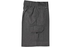 Zeco sold by Essential Wear School Boys Uniform Cargo Long Shorts Trousers Age 4-13 Years Grey Navy