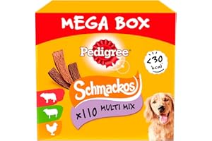 Pedigree Schmackos, Multipack snack per cani al gusto di manzo, agnello e pollame, 110 strisce, 790g in totale