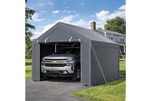Jaxguom tältgarage carport 3 x 4 m garagetält med väderbeständig PE-presenning, vintersäker, vattentät med 2 sidoväggar och 10 pinnar, UV-skydd förvaringstält utrustningshus för bil, SUV, båt