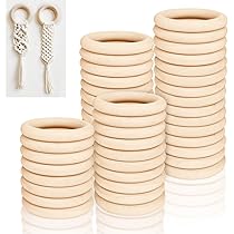 40 Stück Holzringe Set - 45mm Bastelringe Für Makramee & DIY