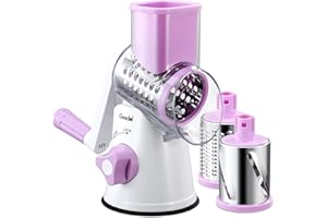 Geedel Rallador de Queso, Rallador Verduras con 3 Cuchillas de Tambor, Rallador Cocina de Corte más Rápido y Fácil, Cortadora de Verduras Ideal para Queso, Pepino, Zanahoria, Nueces, etc.