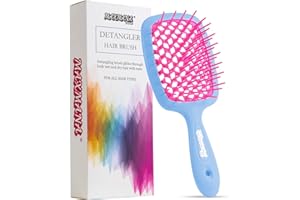 Maxmana Secret Detangler Hair brush,Detangling Brush, Massage Curl Comb for for Women, Men,Girls and Kids for Natural Curly Wet Dry Thick Straight Long Hair (BLUE+ROSE RED)