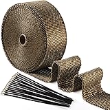 Ilauke - Banda para cabecera de escape, aislante, para tubo, colector turbo, calor alto, negra, con 10 abrazaderas de acero i