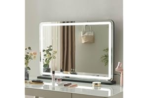Ereousa Make-up Mirror with Lighting, Touchscreen Hollywood Mirror, Dimmable LED Dressing Table Mirror for Make-Up (80 x 55 cm)