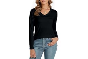 Famrrifuu Maglia Manica Lunga Donna Scollo a V Maglietta Elegante Basic Top Primavera Autunno Inverno T-Shirt