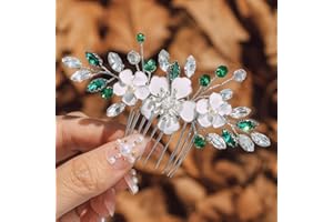 IYOU Kwiat grzebień do włosów dla panny młodej zielony kryształ akcesoria do włosów kryształ górski ślub strony dla panny młodej druhna ozdoba włosów dla kobiet