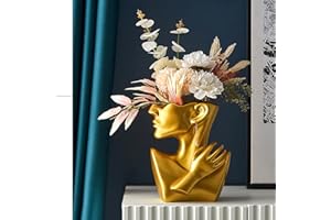 WMLBK Vase créatif - Décoration moderne - Vase - Statue - Présentoir à bijoux - Décoration artistique - Pour herbe de la pampa - Salon - Chambre à coucher - Doré