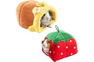 Avont 2 Pack Guinea Pig Bed House Hideout for Cage, Small Pet Washable Warm Sleep Bed for Dwarf Rabbits Chinchillas Hamsters Hedgehogs Ferrets Bearded Dragons and Rats -Cottage