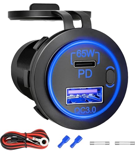 4 Adattatori Per Accendisigari Auto Con Doppia Porta USB 3.1A Totale, 12-24V, Con LED, Per Auto, Moto, Camper, Barca - 5