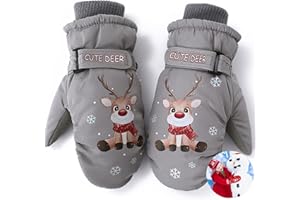 QUNKUN Guantes de esquí para niños,Guantes de esquí para niños,El patrón de los guantes de esquí de alche, resistentes al viento, cálidos guantes de invierno, guantes de esquí para niños y niñas, esquí, snowboard, ciclismo