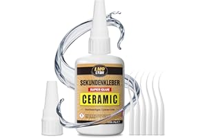 LMQ LASH Sekundenkleber extra stark für Keramik und Porzellan 25g, Wasserfester und hitzebeständiger Porzellankleber, Keramikkleber mit Anti-Verstopfungskappe, Cyanacrylat(CA) Sekundenkleber für Keramik
