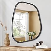 HLFMVWE Miroir mural asymétrique noir irrégulier pour mur moderne cadre en bois forme unique meuble-lavabo artistique décorat
