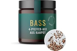 ‎HENNES FINEST Hennes Finest Kampot Pfeffermischung “Bass” - Fermentierter Kampot Pfeffer (rot & grün), Schwarzer Kampot Pfeffer & langer roter Pfeffer, tolle Mischung hochwertiger Pfefferkörner (grob gemahlen), 50g