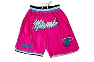 accz Miami Heat City Edition Shorts de Baloncesto para Hombre Shorts de Entrenamiento de Secado rápido con Bolsillos