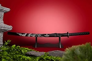 ‎57 SPECIAL REPLICAS Katana Schwert Echt Matall - Samurai Schwert aus Stahl - Samurai Schwerter als Anime Deko - Japanisches Sword mit ständer - Ninja Schwerter Nicht scharf